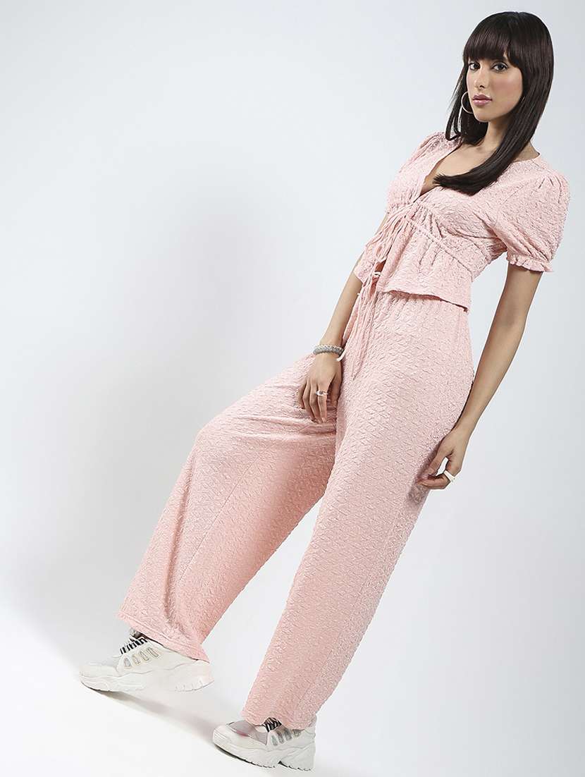 women solid top and trouser co-ord set - 21797008 -  Standard Image - 1