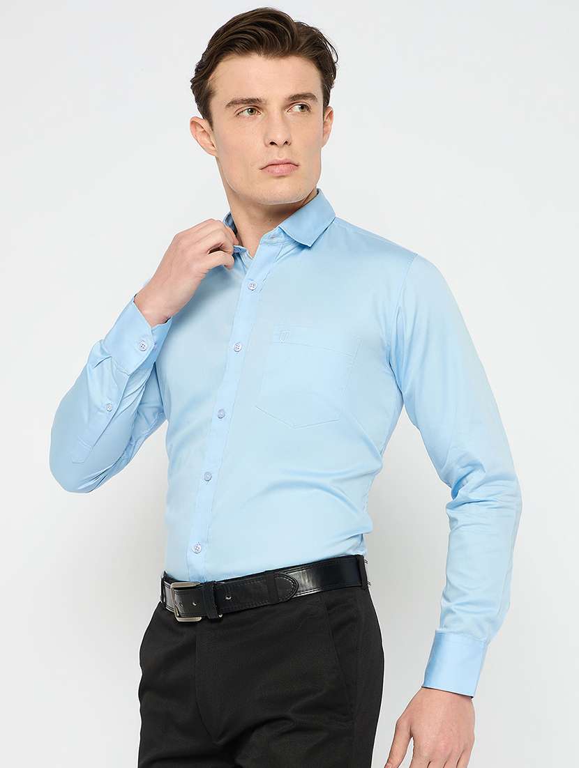 men solid collared long sleeeves formal shirt - 21797018 -  Standard Image - 1