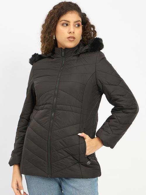 women hooded long sleeves puffer jacket - 21797029 - Standard Image - 0
