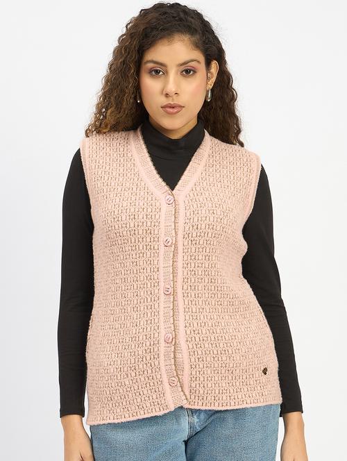 women self designed sleeveless cardigan - 21797033 -  Standard Image - 0