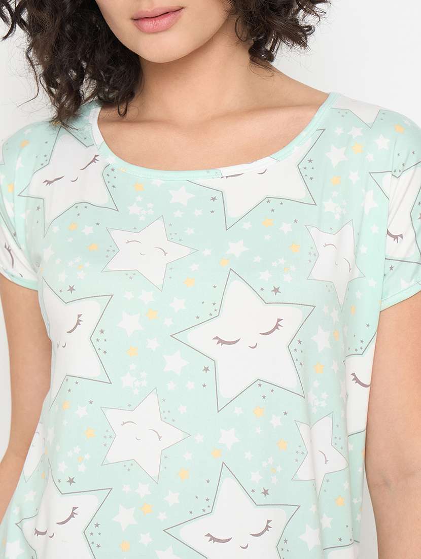 women printed short sleeves sleepshirt - 21797044 - Standard Image - 4