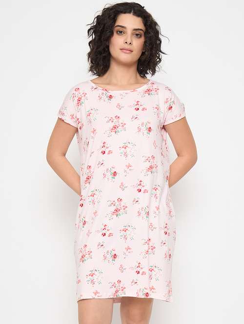 women floral printed short sleeves sleepshirt - 21797046 -  Standard Image - 0