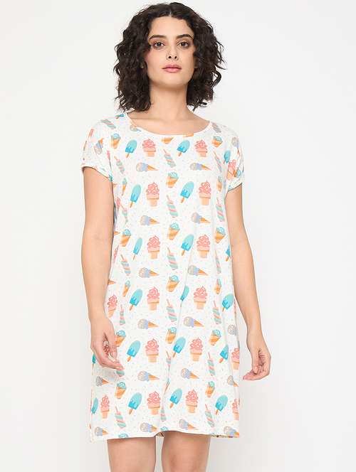 women printed short sleeves sleepshirt - 21797049 -  Standard Image - 0