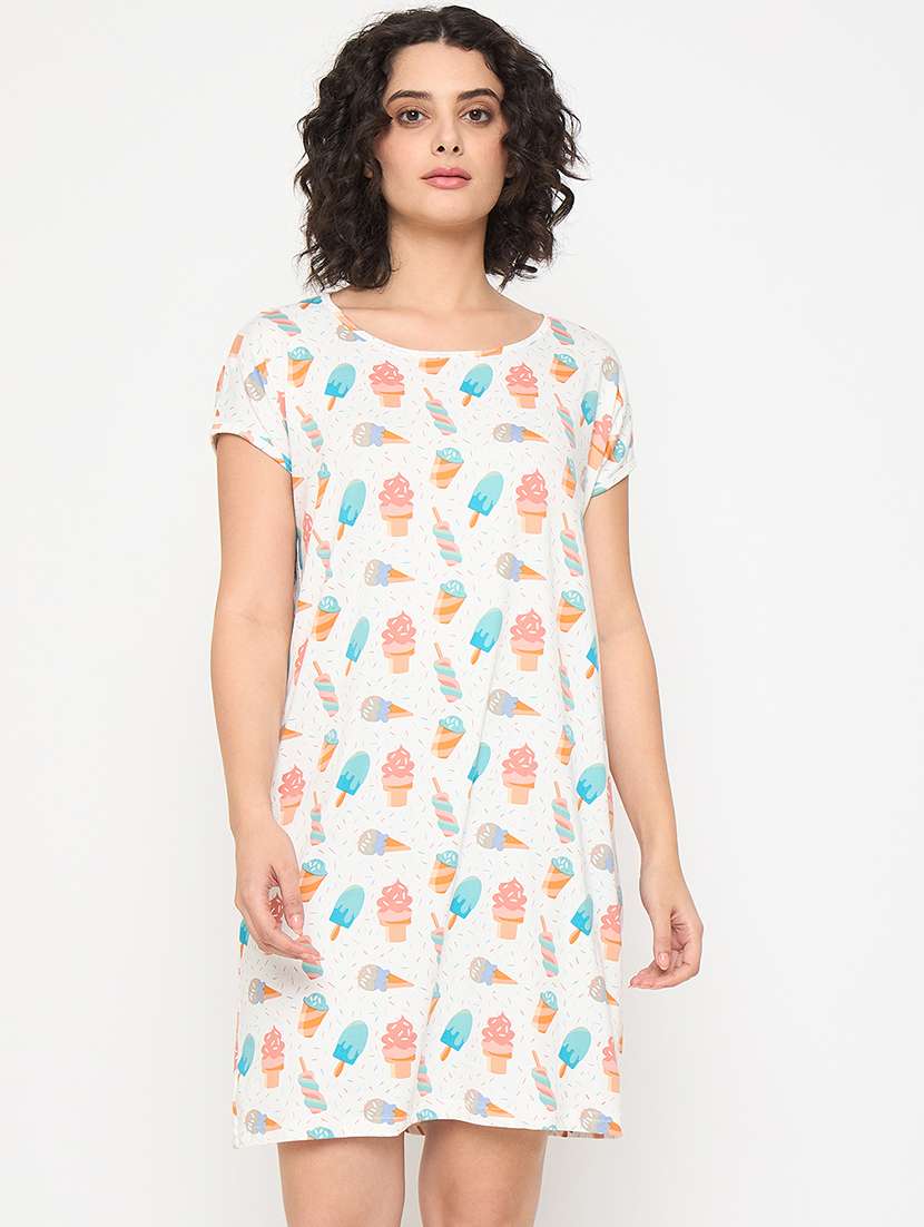 women printed short sleeves sleepshirt - 21797049 -  Zoom Image - 0