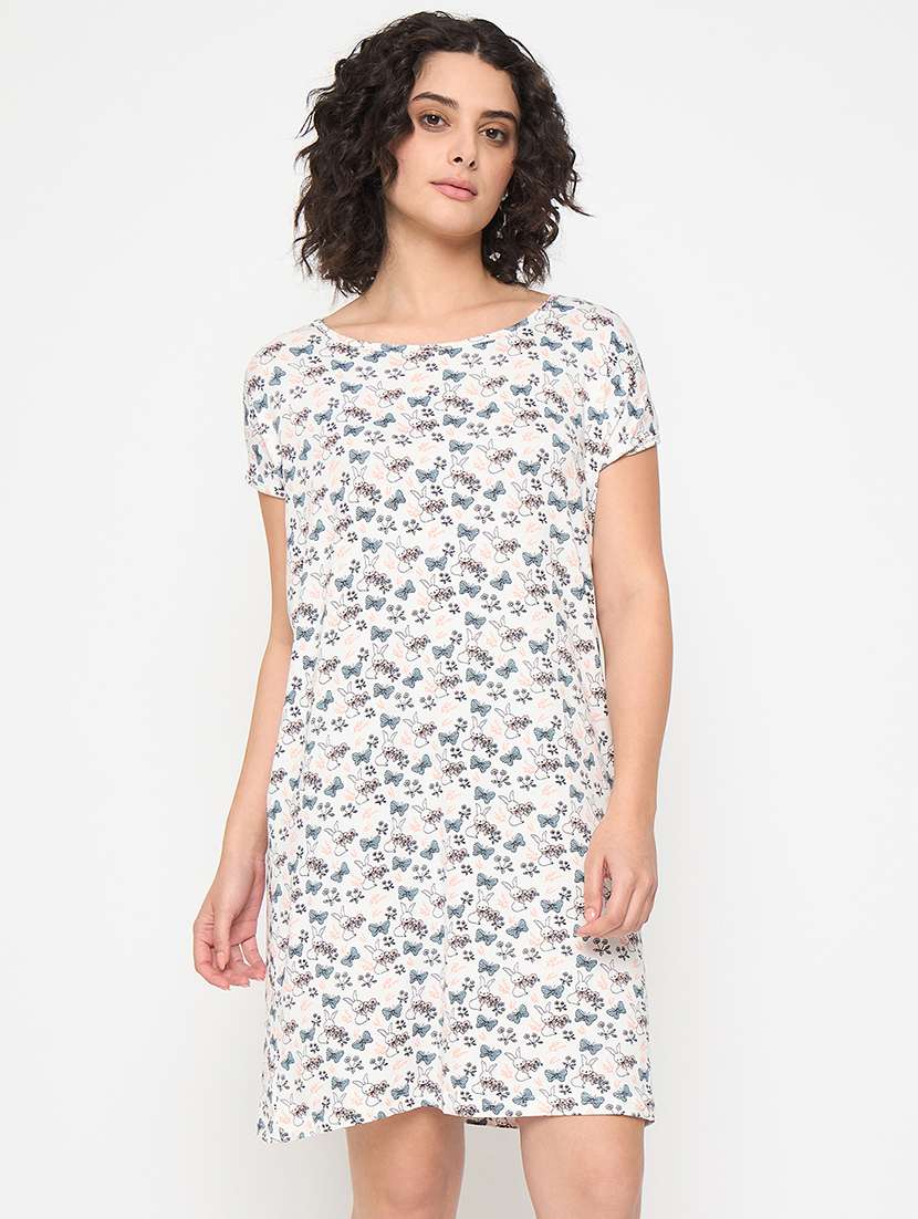 women printed short sleeves sleepshirt - 21797050 - Zoom Image - 0