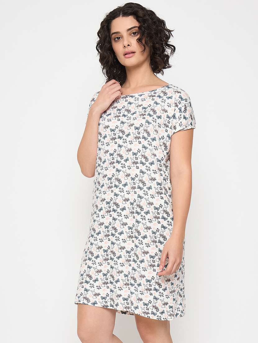 women printed short sleeves sleepshirt - 21797050 - Standard Image - 1