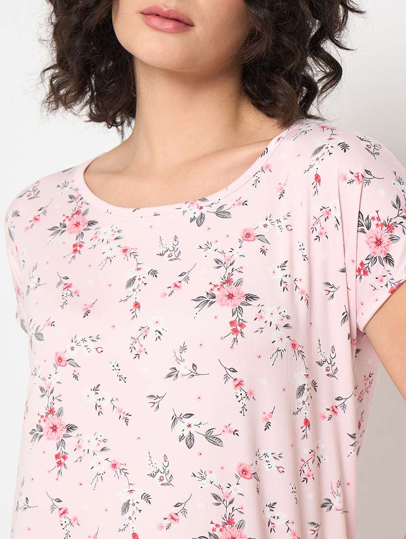 women floral printed short sleeves sleepshirt - 21797051 - Standard Image - 4