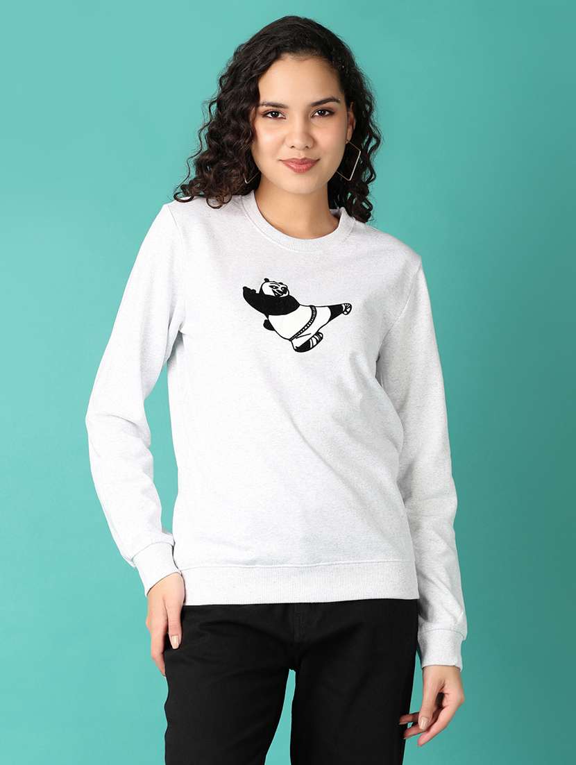 women's grey graphic print sweatshirt - 21797086 - Standard Image - 1