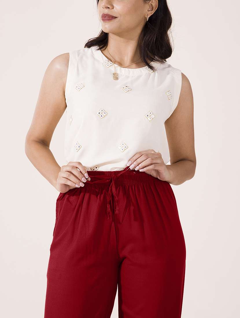 women solid full length straight pant - 21797452 -  Standard Image - 1