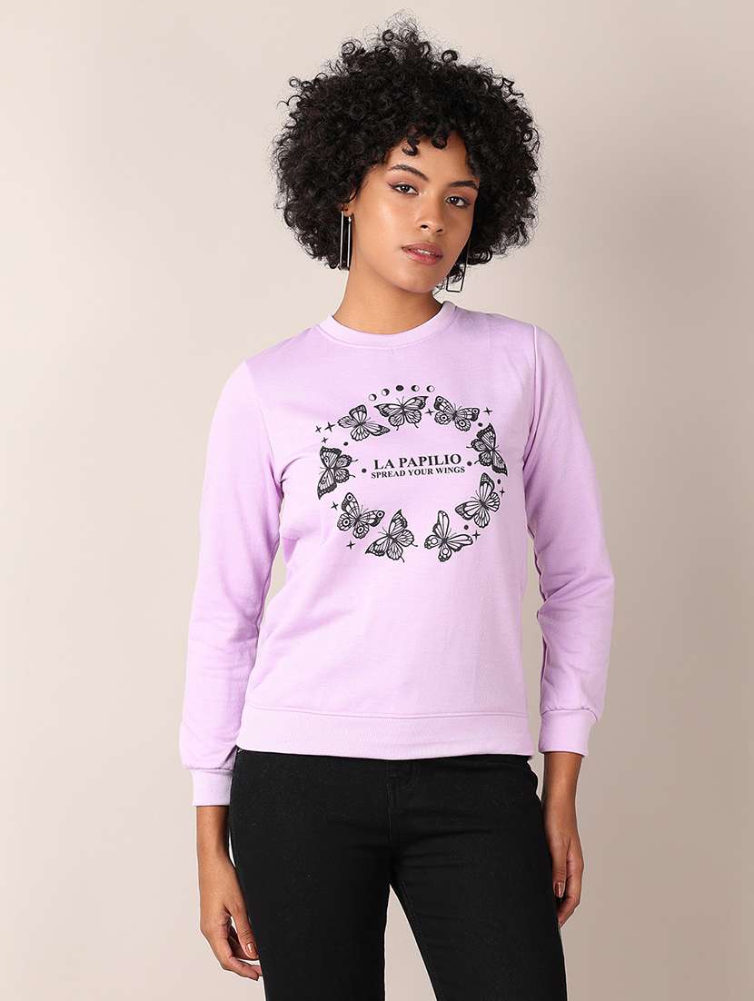 women chest print long sleeve sweatshirt