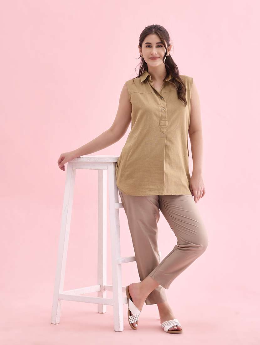 women solid mid rise ankle length tapered pant - 21797865 -  Standard Image - 1