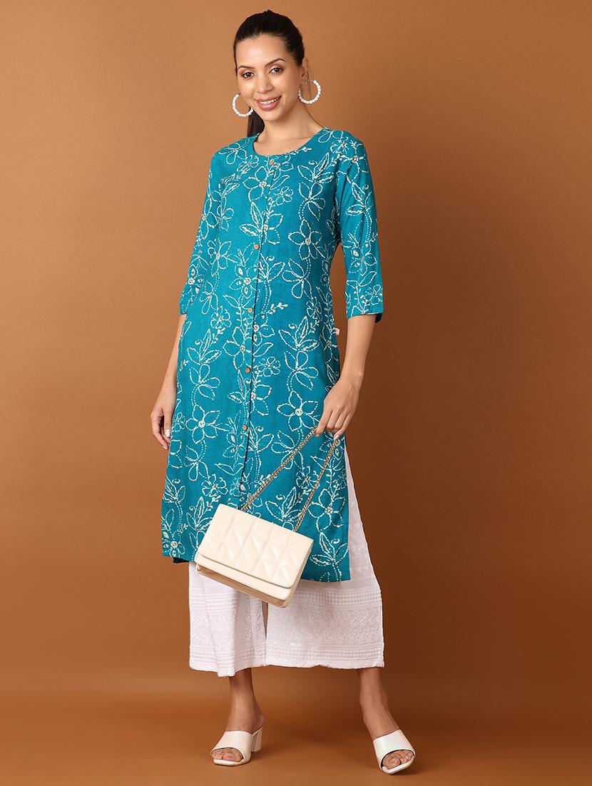 women printed round neck straight kurta - 21798711 -  Zoom Image - 0