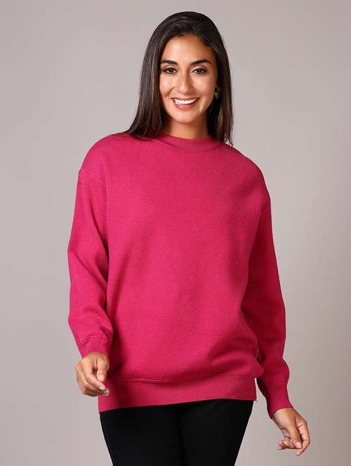 women solid long sleeve regular fit pullover - 21799361 - Standard Image - 0