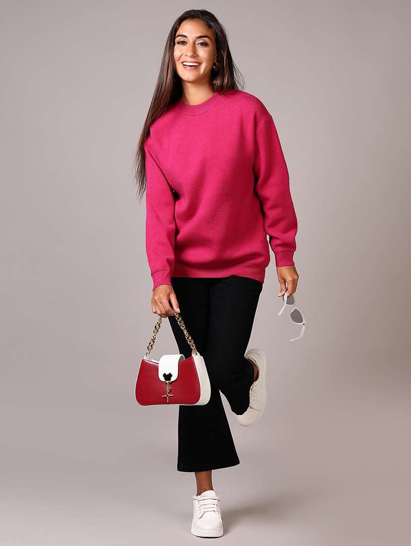 women solid long sleeve regular fit pullover - 21799361 - Standard Image - 4