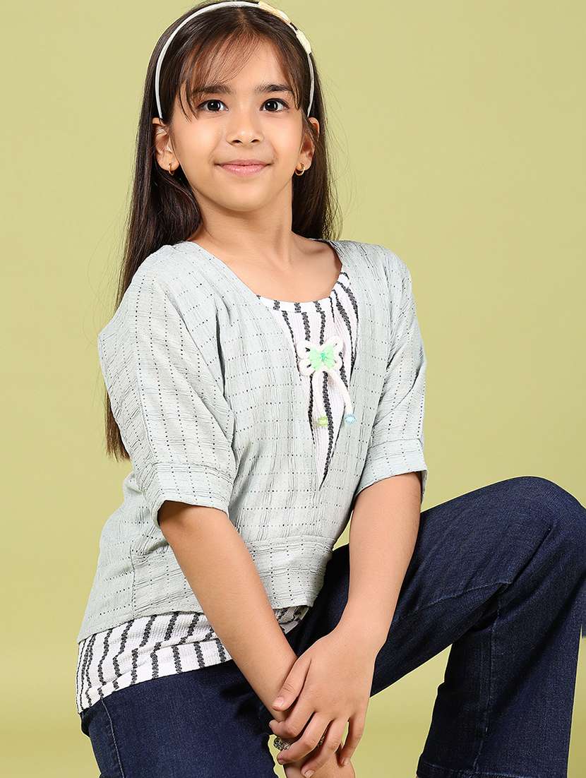 girls striped short sleeve top