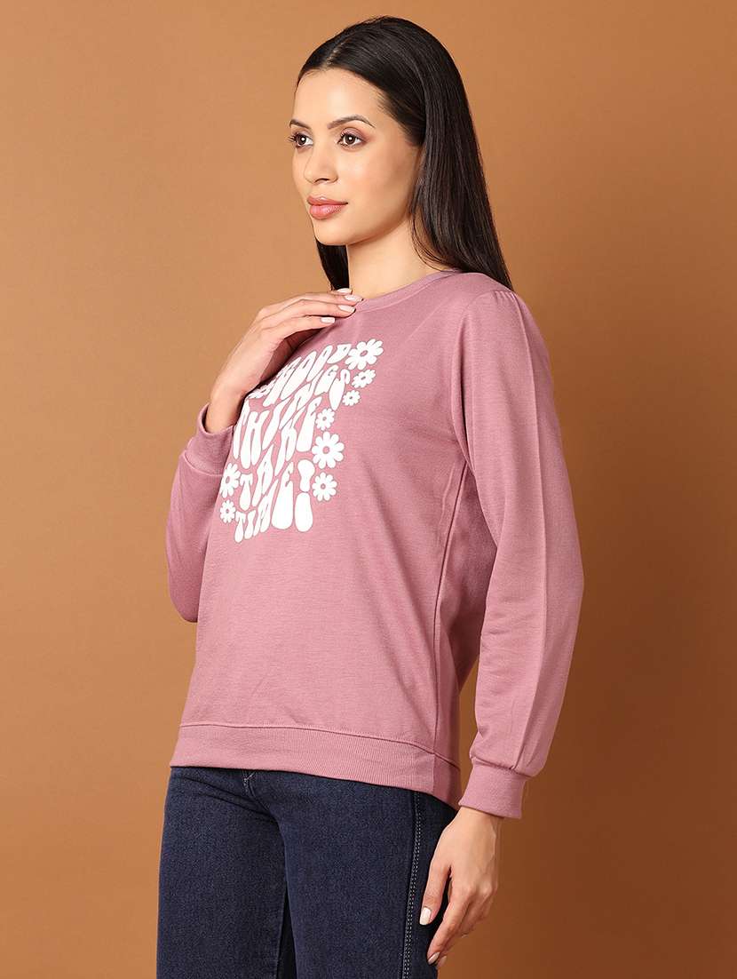women front print long sleeve sweatshirt - 21802288 - Standard Image - 1