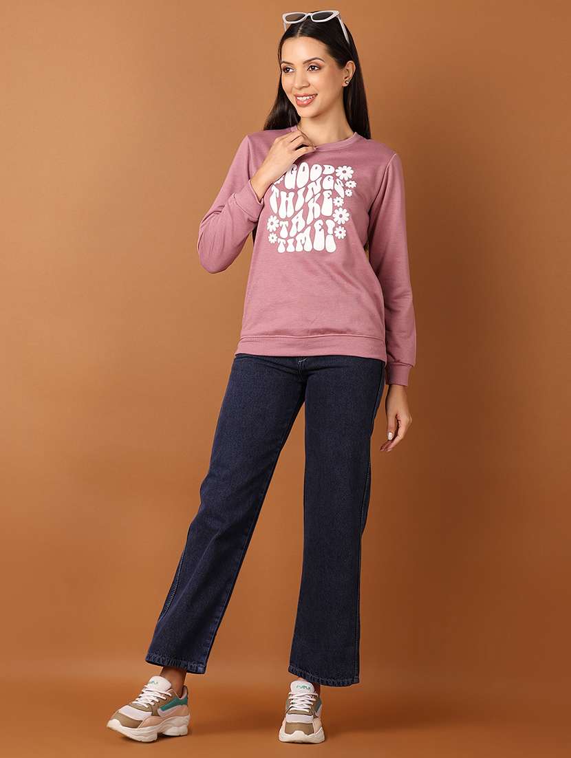 women front print long sleeve sweatshirt - 21802288 - Standard Image - 4