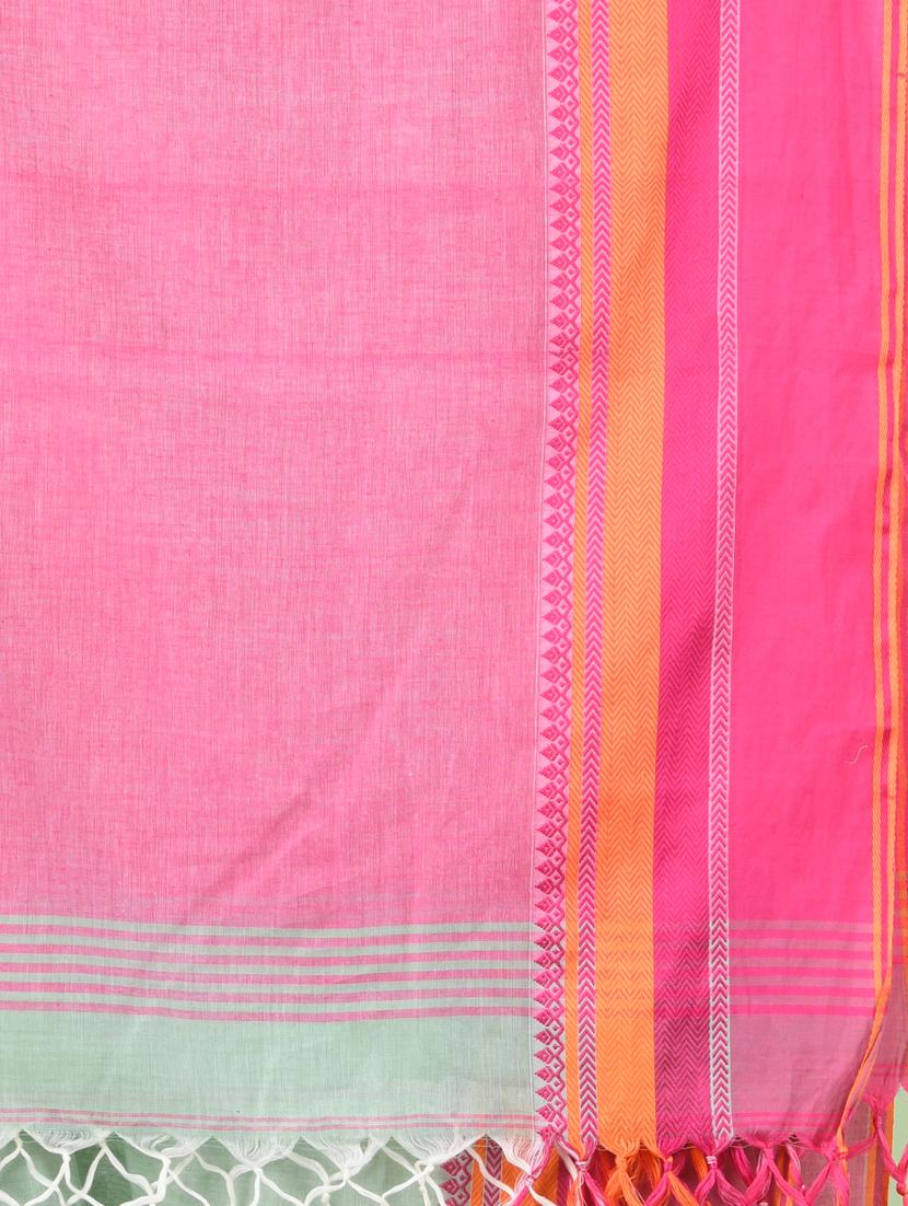 green cotton handloom saree with blouse - 21839463 - Standard Image - 4