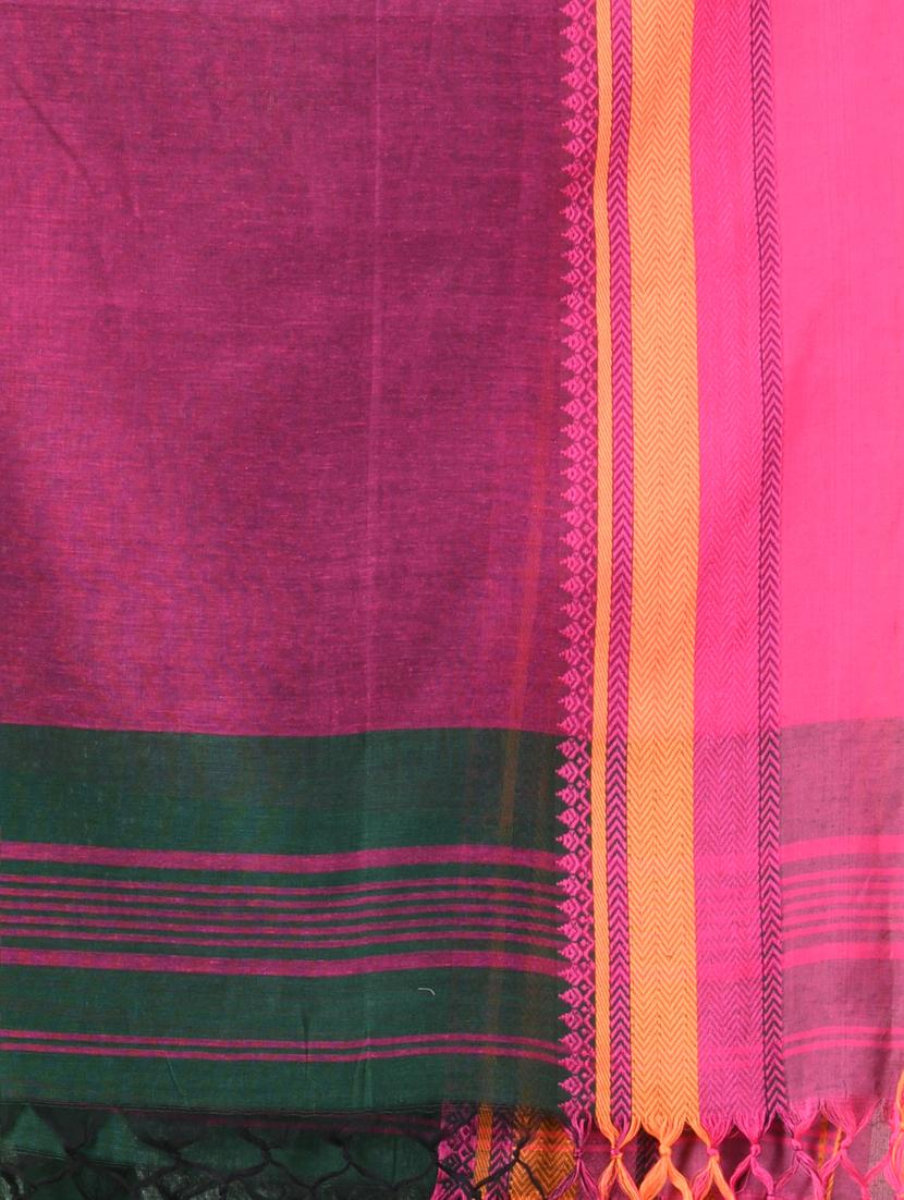 green cotton handloom saree with blouse - 21839467 - Standard Image - 4