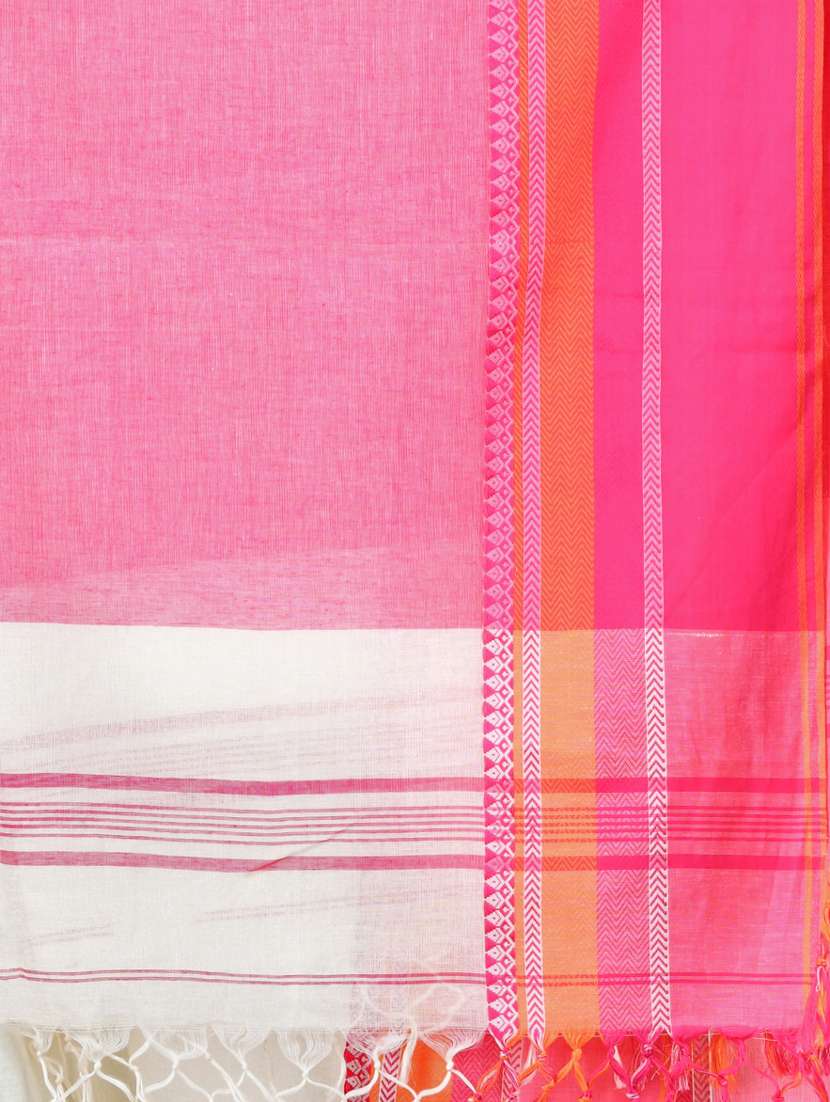 off white cotton handloom saree with blouse - 21839471 -  Standard Image - 4