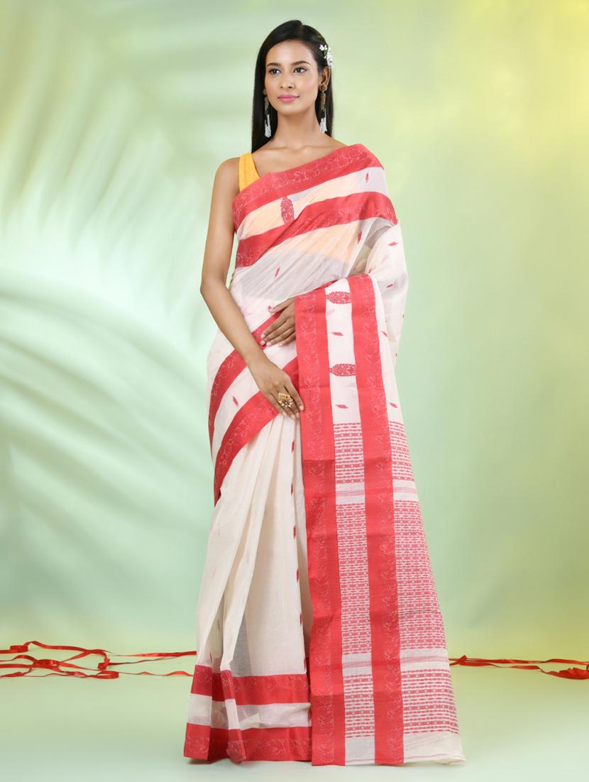 women off white handloom saree - 21839474 - Standard Image - 1
