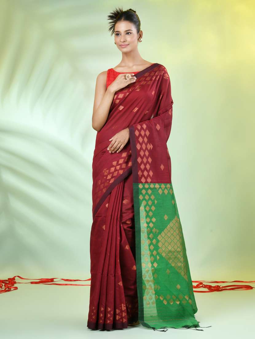 women self design zari weave handloom saree with blouse - 21839491 -  Standard Image - 1