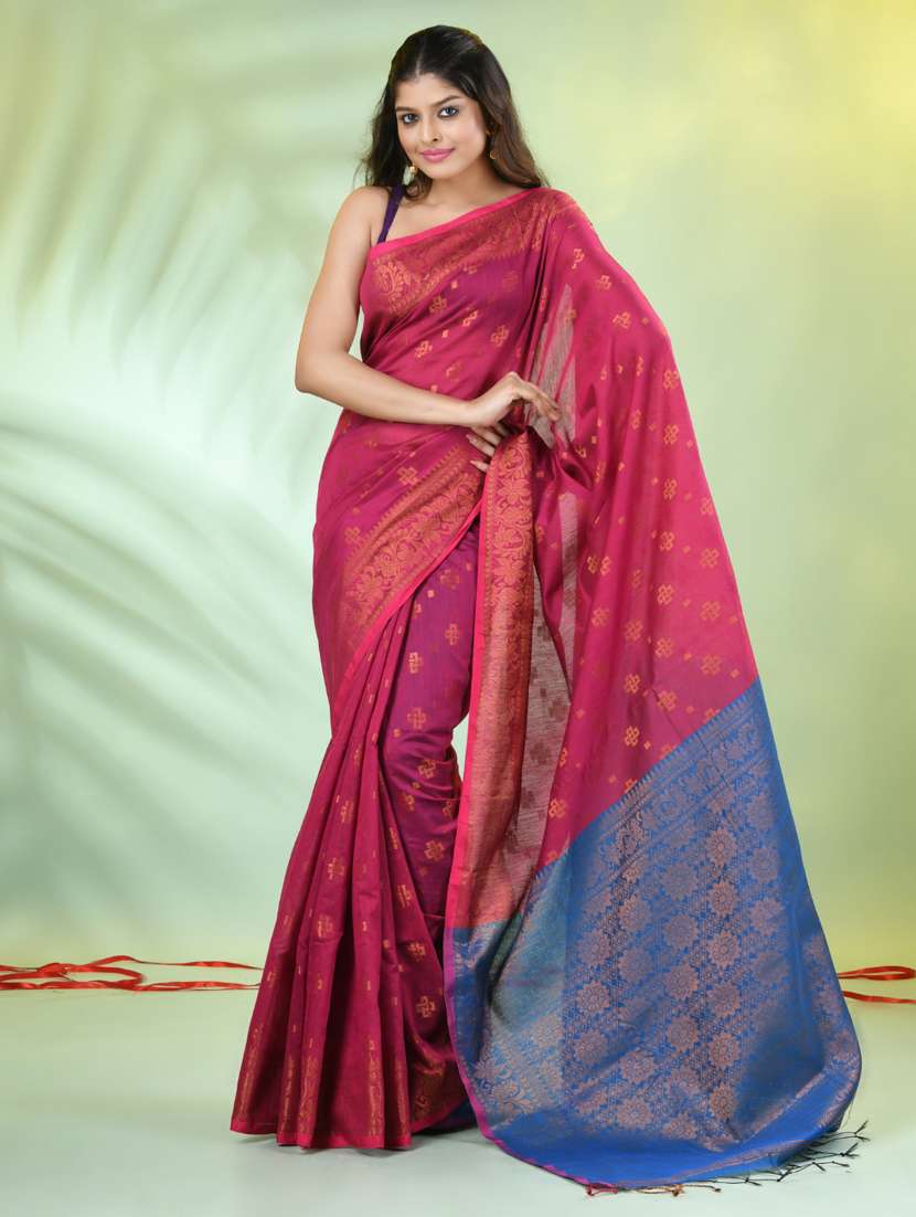 women self design zari weave handloom saree with blouse - 21839497 -  Standard Image - 1