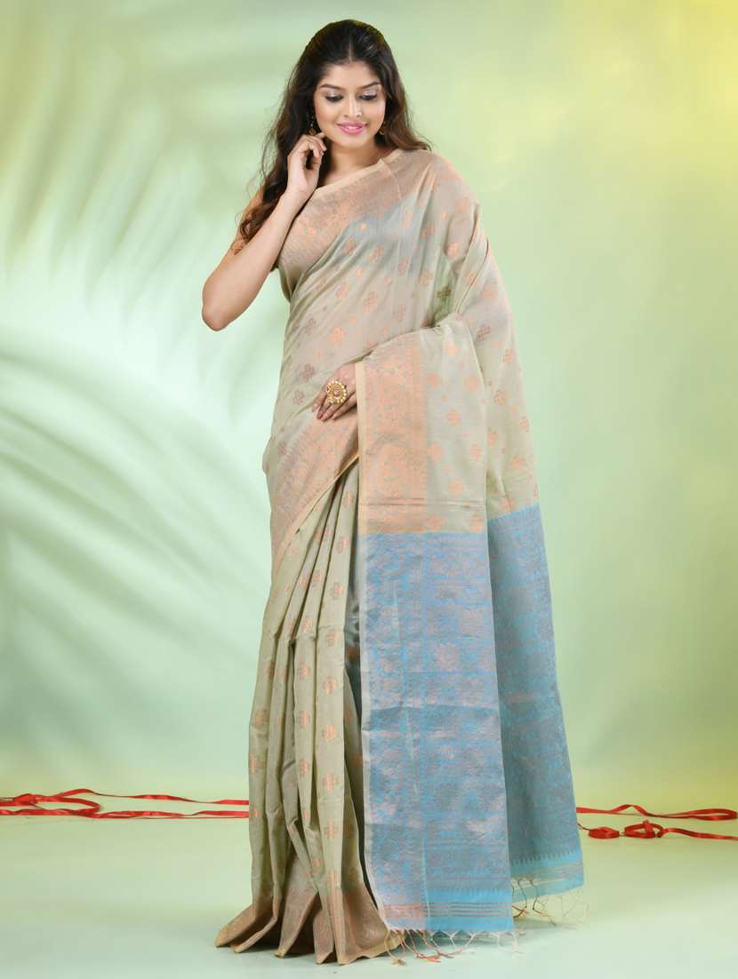 women self design zari bordered saree with blouse - 21839499 -  Standard Image - 1