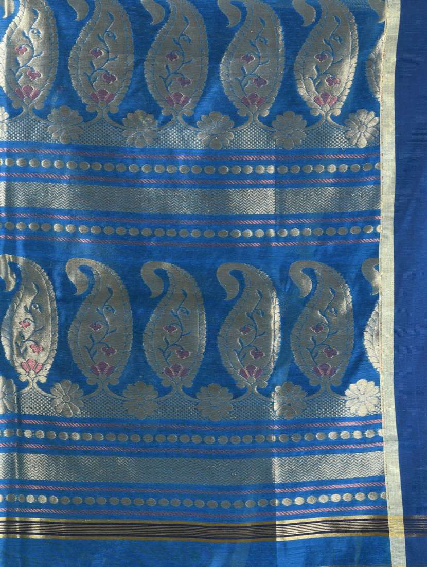 women blue handloom saree with blouse - 21839510 -  Standard Image - 4