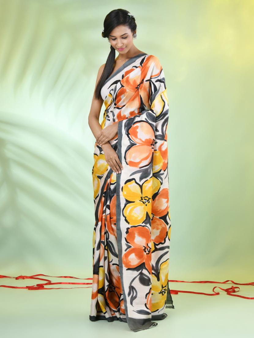 women floral printed saree with blouse - 21839535 - Standard Image - 1