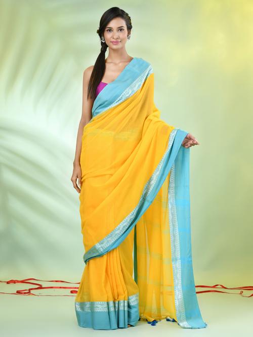 women yellow handloom saree with blouse - 21839574 -  Standard Image - 0