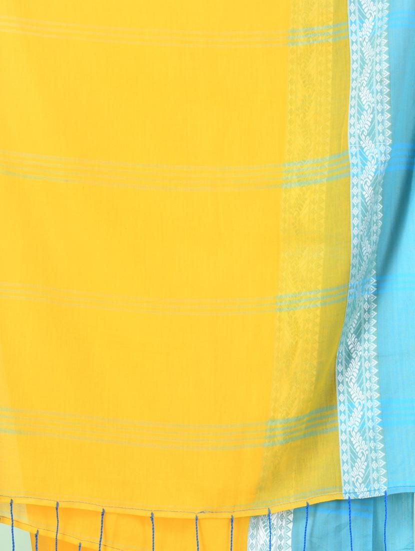 women yellow handloom saree with blouse - 21839574 - Standard Image - 4