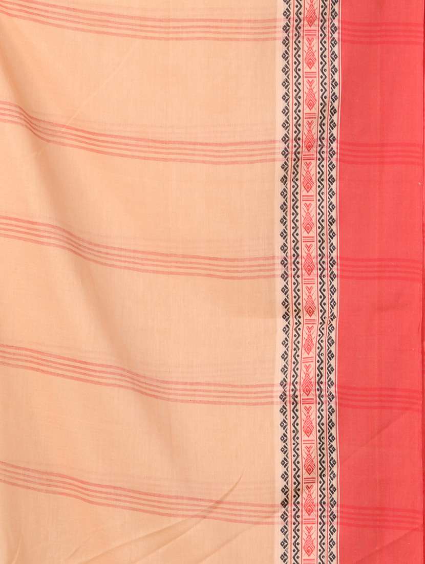 women beige handloom saree with blouse - 21839575 - Standard Image - 4