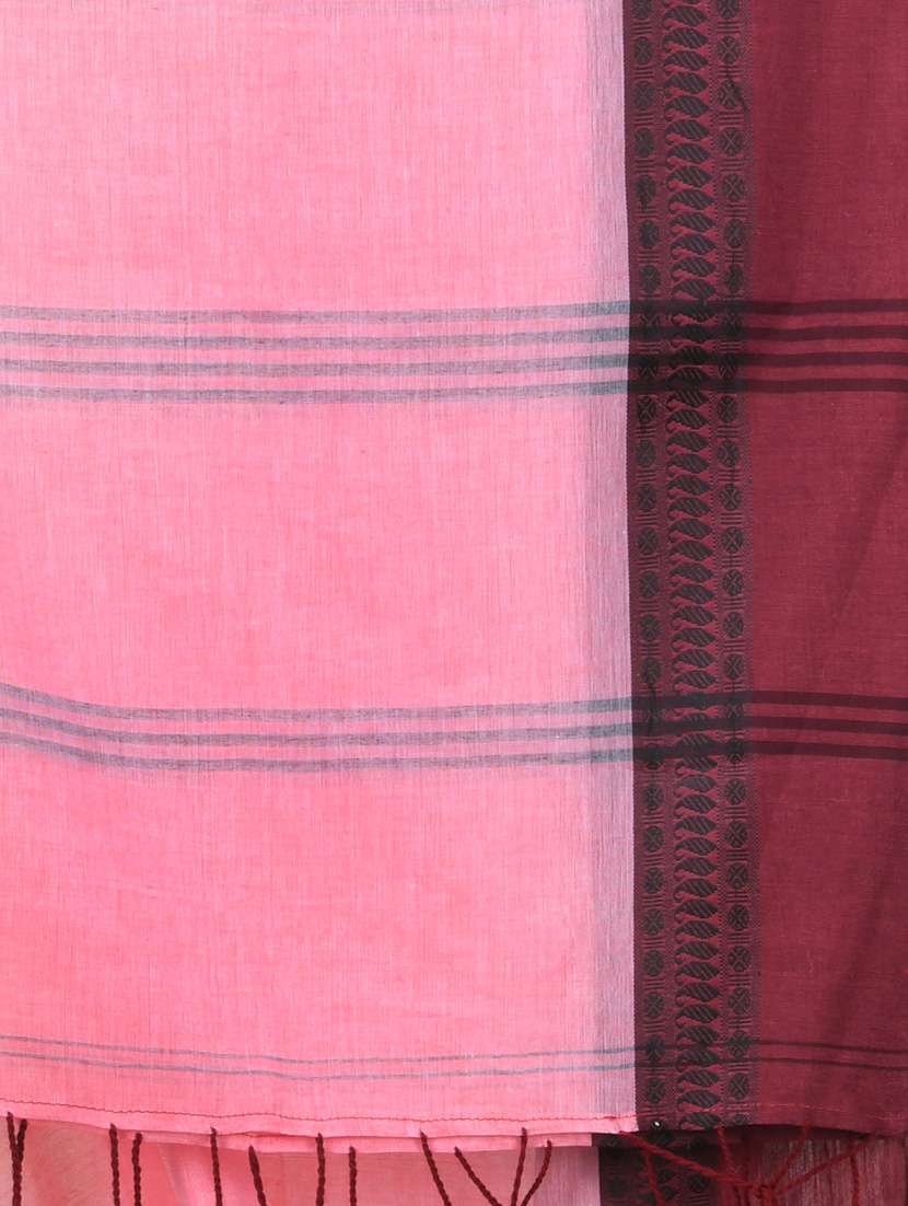 women pink handloom saree with blouse - 21839576 -  Standard Image - 4