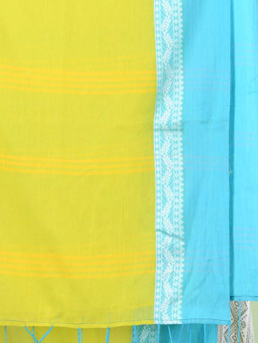 women lime handloom saree with blouse - 21839577 -  Standard Image - 4