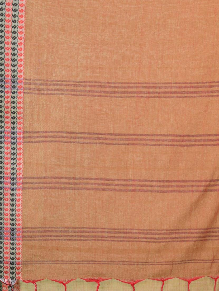 women brown handloom saree with blouse - 21839582 - Standard Image - 4