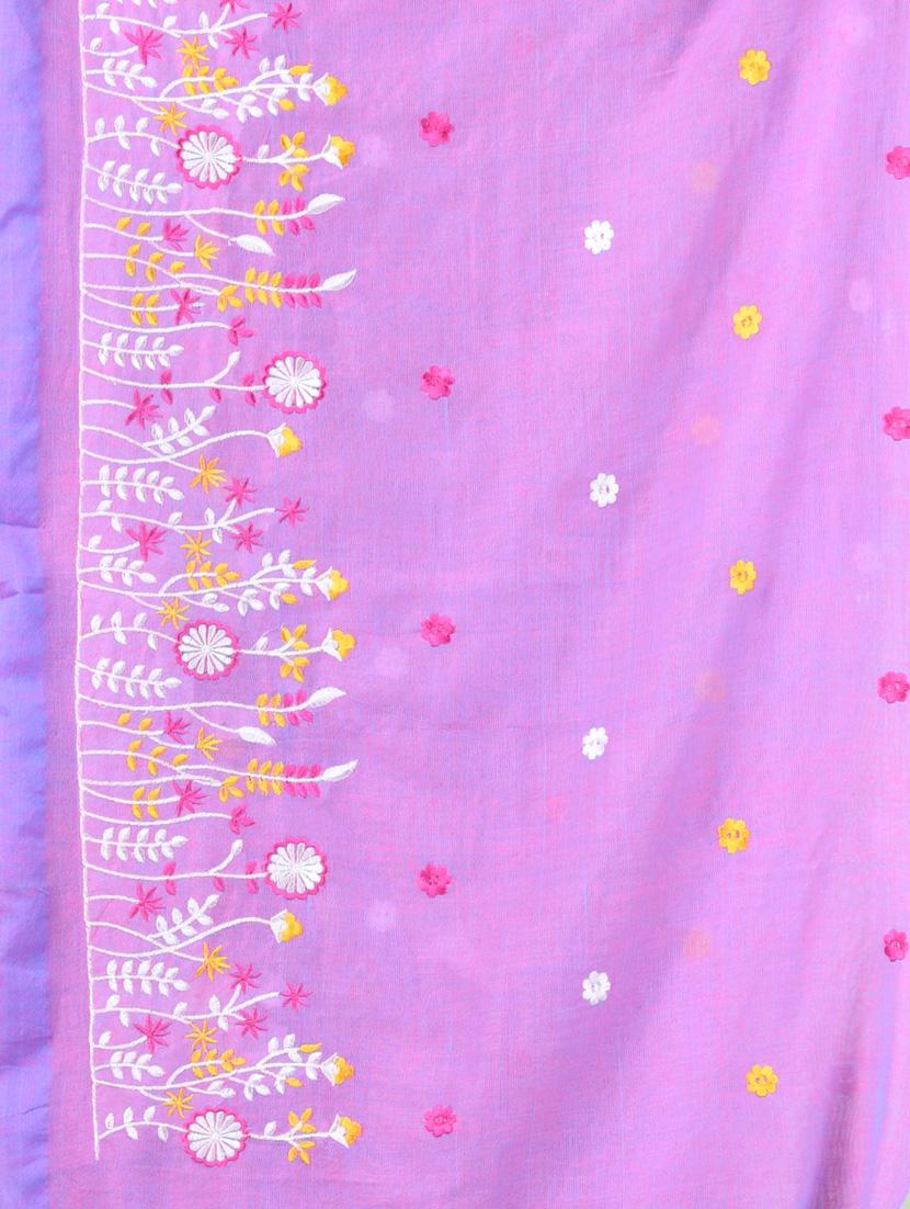 women lavender embroidered saree with blouse - 21839583 - Standard Image - 4