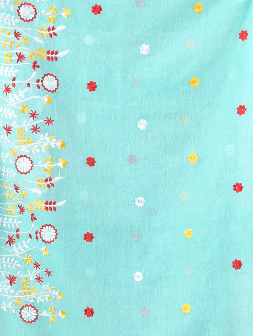 women light blue embroidered saree with blouse - 21839588 - Standard Image - 4