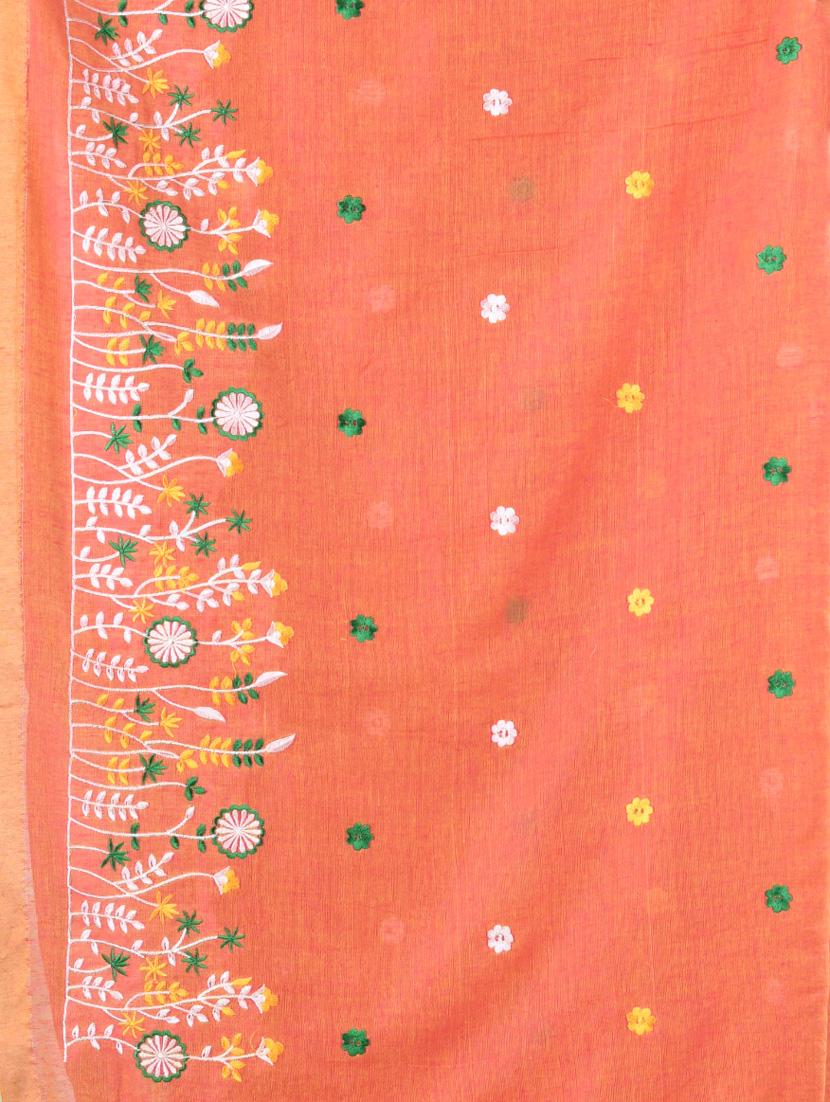 women orange embroidered saree with blouse - 21839594 - Standard Image - 4