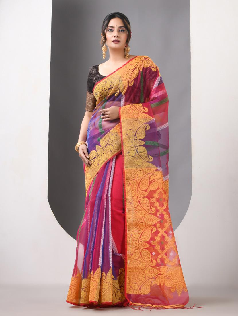 women self design handloom saree with blouse - 21839635 - Standard Image - 1