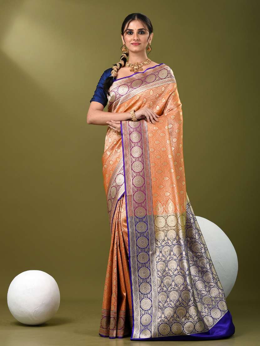women self design banarasi saree with blouse