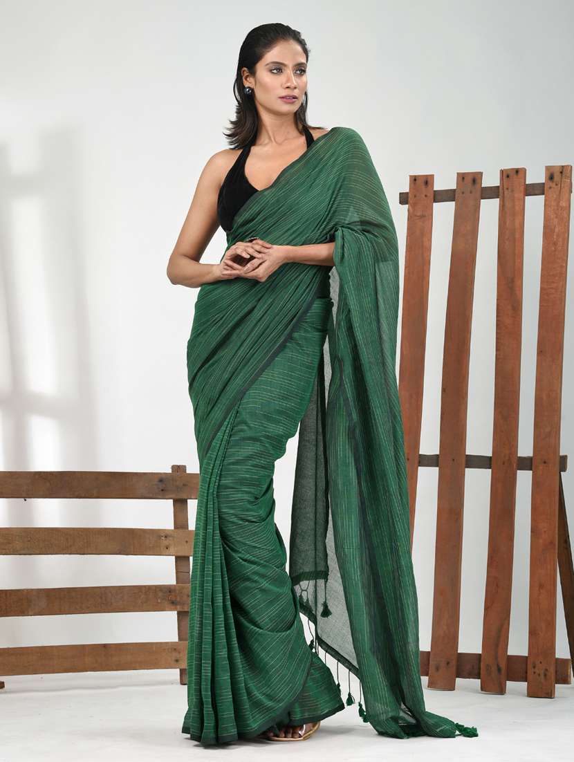 women green handloom saree with blouse