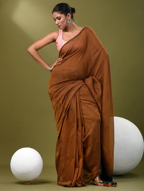 women solid handloom saree with blouse - 21839814 -  Standard Image - 0