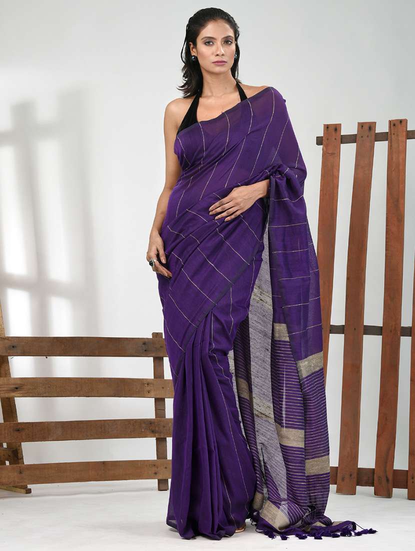 women striped handloom saree with blouse