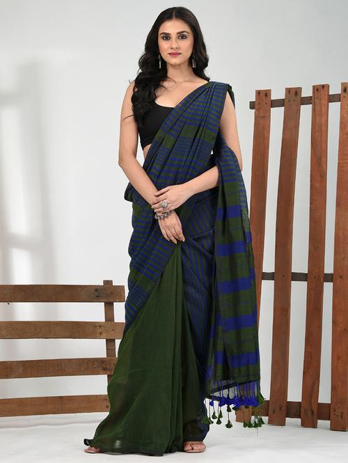 women green handloom saree with blouse - 21839859 - Standard Image - 0