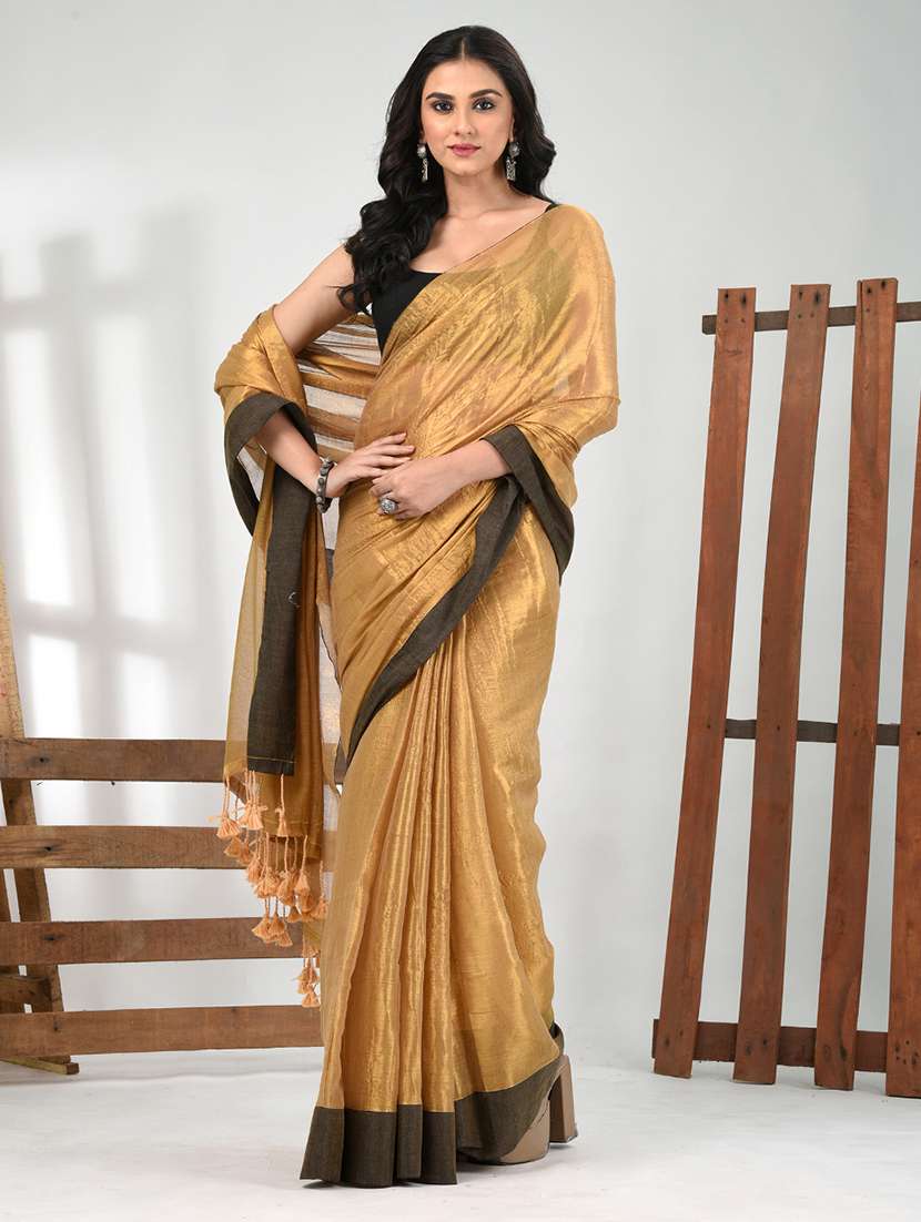 women solid casual wear saree with blouse