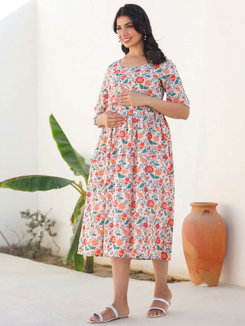 women floral elbow sleeve maternity wear - 21839890 -  Standard Image - 1