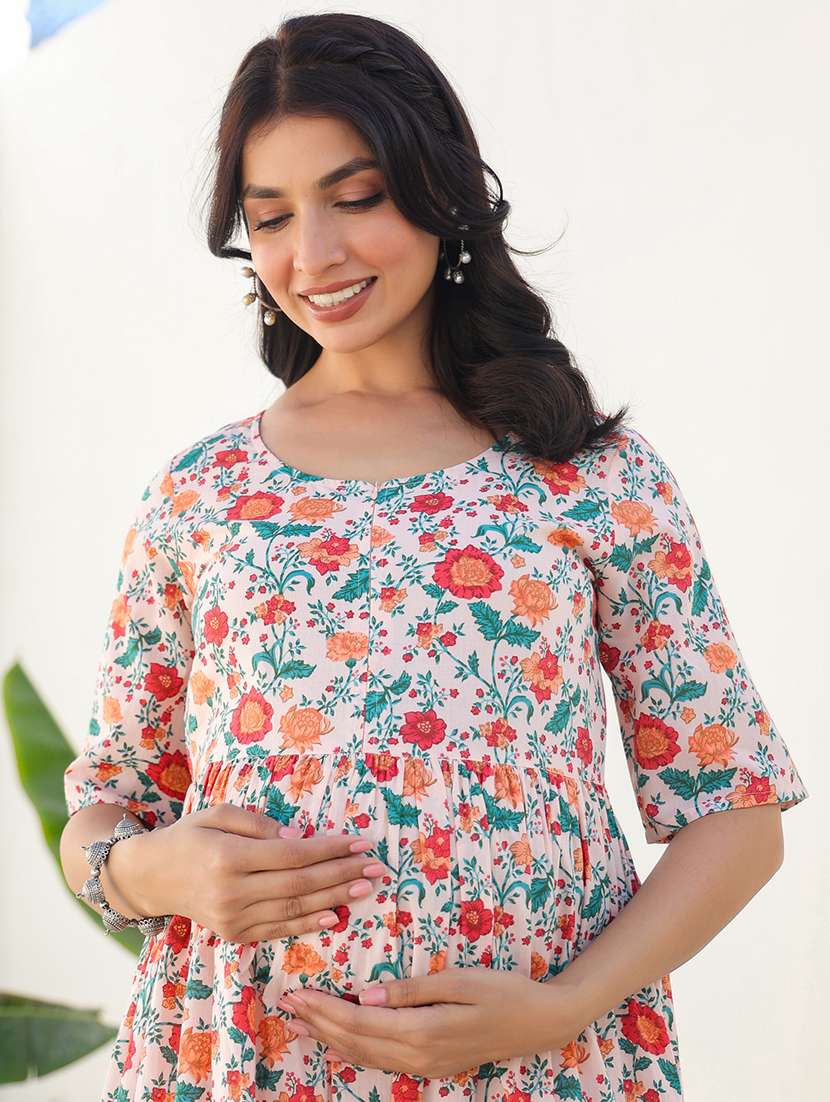 women floral elbow sleeve maternity wear - 21839890 -  Standard Image - 4