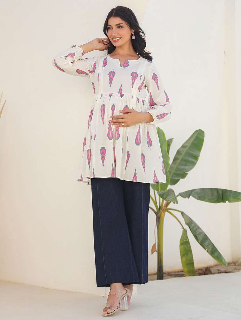 women off white printed long sleeve maternity wear - 21839891 -  Standard Image - 4