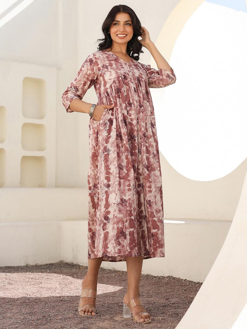 women printed three quarter sleeve maternity wear - 21839895 - Standard Image - 1